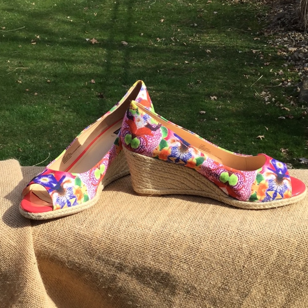Alex Marie Summer Print Wedges worn once,